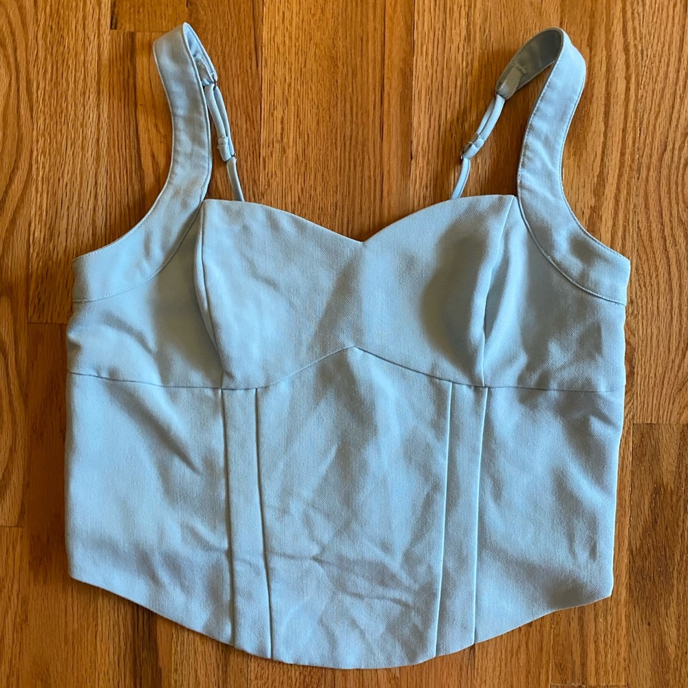 Abercrombie & Fitch Light Blue Corset Crop Top
